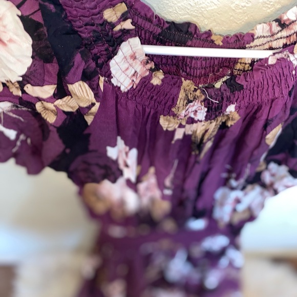 Purple Floral Off Shoulder Maxi Dress With Slits Size XS/M - Picture 5 of 5